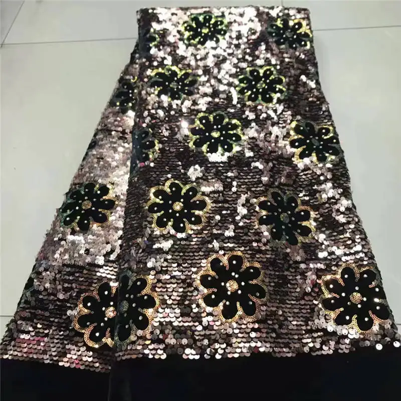 2020 хит продаж африканская французская бархатная кружевная ткань с блестками