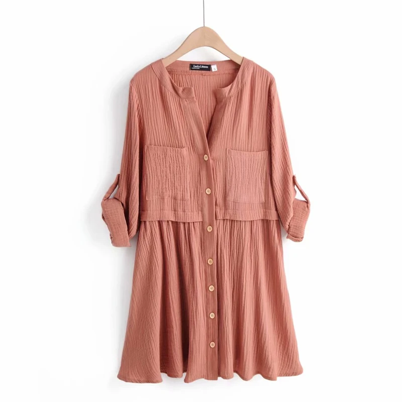 Boho Chic женское пляжное богемное мини-платье с длинным рукавом и v-образным вырезом и двойными карманами