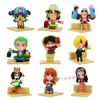 genuine action figure one piece q version 59 generation 9 models 2 years later assembled scene model luffy chopper zoro toy