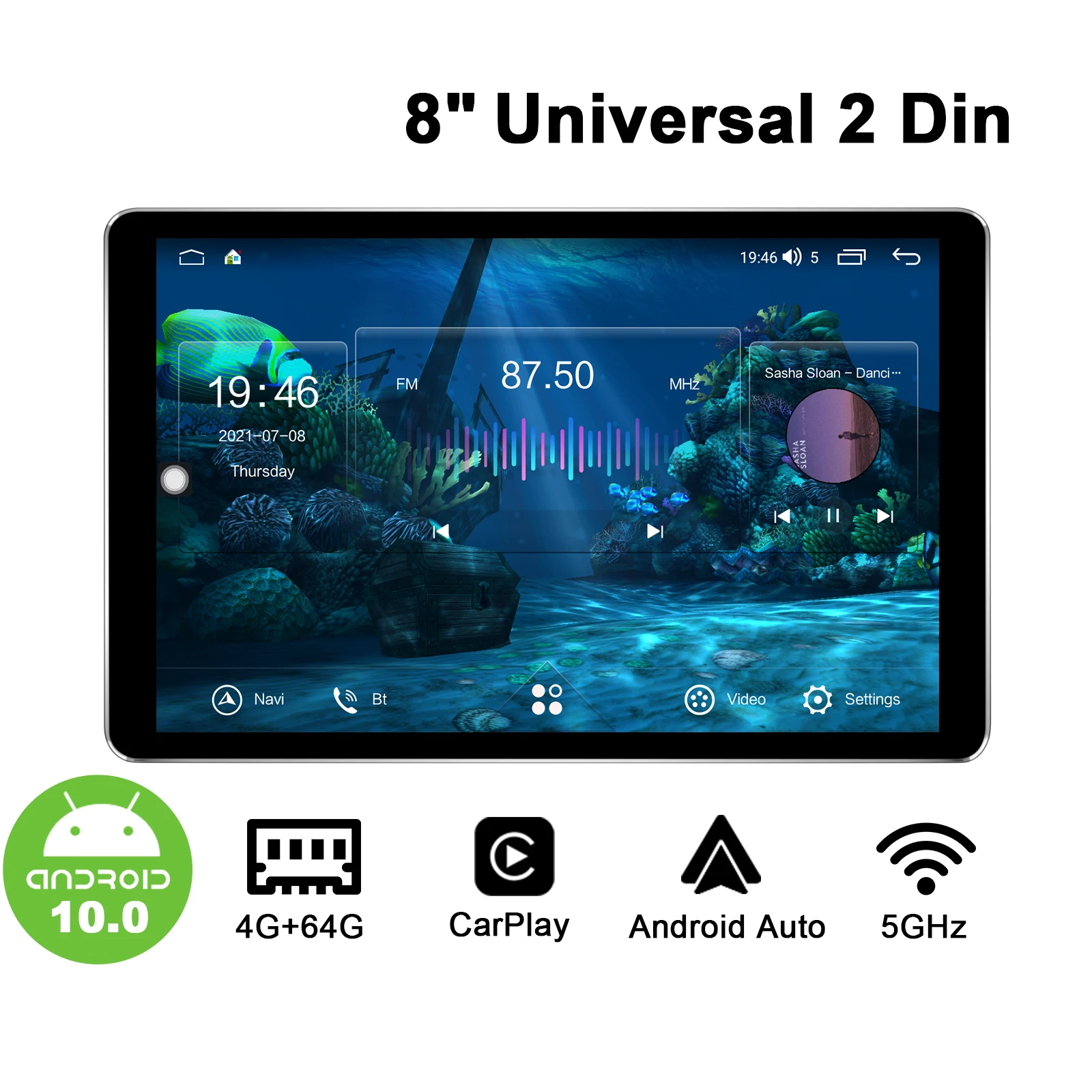

NEW 8 Inch Android 10.0 System Double Din Universal Car Radio Player Fast Boot 4GB RAM 64GB ROM 1280*720 IPS With DSP