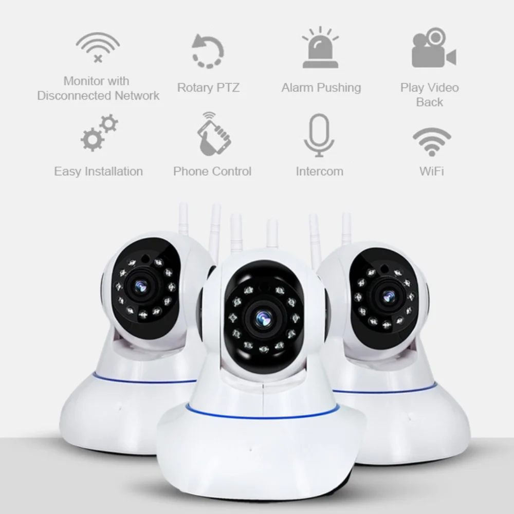 

Home Security WiFi IP Surveillance Camera with Dual WiFi Antenna Wireless HD Camcorder Night Vision 2 Million Pixels Wifi Camera