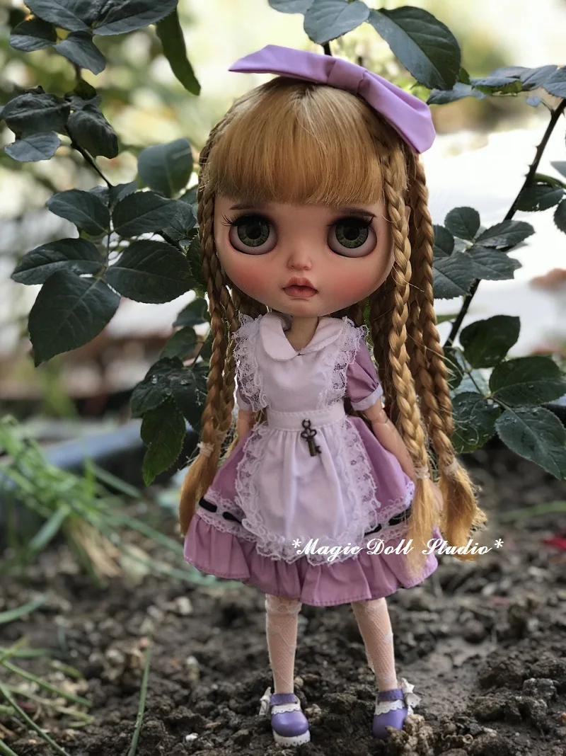 [MG118] Neoblythe Кукольное платье# розовое или фиолетовое платье, фартук, чулок и волосы комплект подходит для кукла azone наряды
