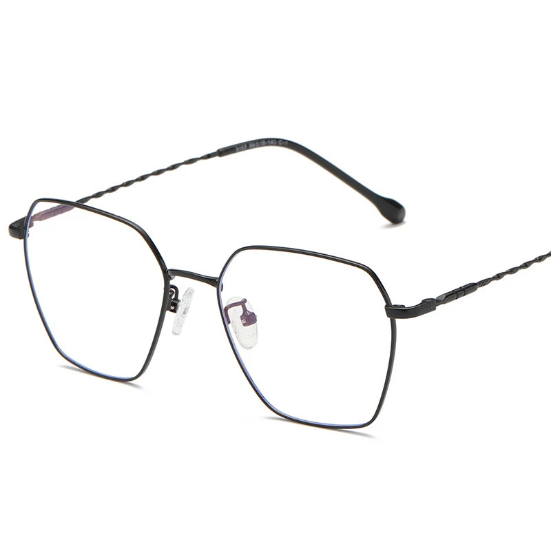 Новые голубые очки металлические оправа для очков многогранник стильная витая