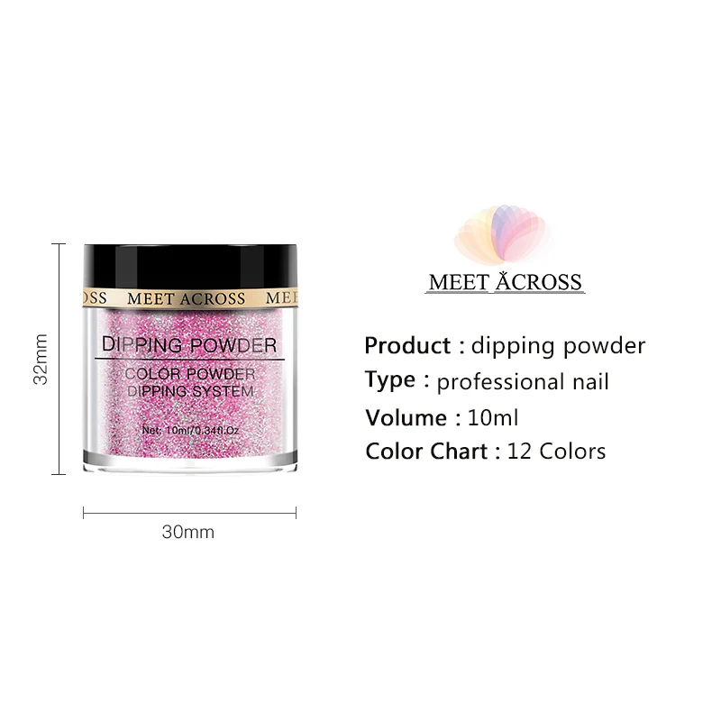 MEET ACROSS 10 мл пудра для ногтей чистый цвет естественный сухой яркий блестящий
