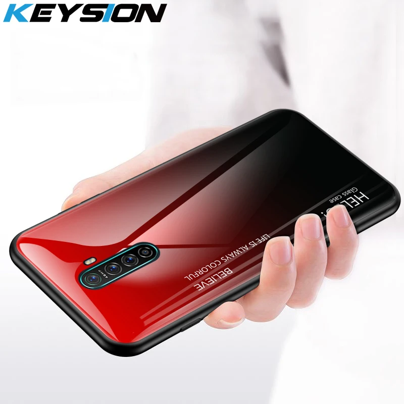 Чехол KEYSION с градиентом из закаленного стекла для OPPO Realme X2 Pro XT X силиконовая