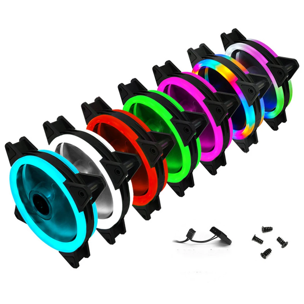 

Цветная (RGB) (12 см); Настольный компьютер чехол охлаждающими вентиляторами светодиодный светильник тихий вентилятор для ПК чехол кулер 3pin кр...