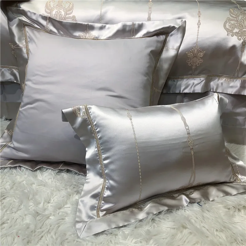 Роскошный Серебристый жаккардовый Комплект постельного белья 2019 размер queen/king