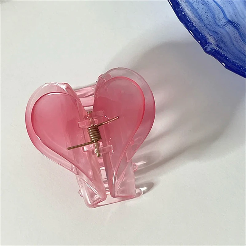 

2022 New Korean Sweet Multicolor Transparent Acetate Double Layer Heart Hair Clip Claw Hair Women Trend Hair Accessories