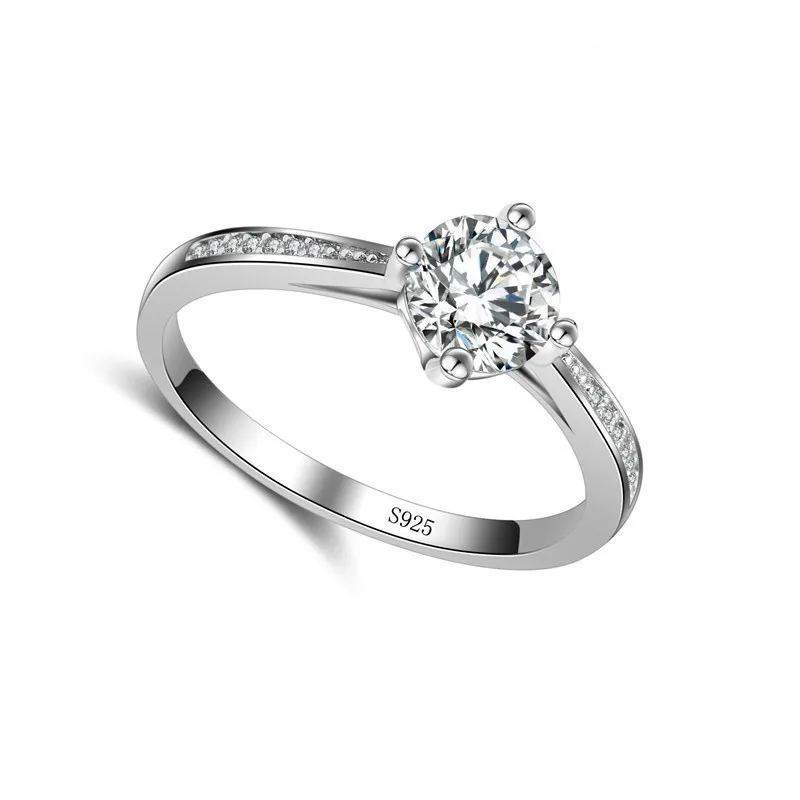 925 Sterling Silver Ring With Geometrically Irregular Patterns Round Crystal For Women Wife Wedding Anniversary Thanksgiving Day | Украшения