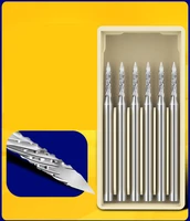 6pctungsten carbide burr rotary files engraving tool power alloy steel olive amber carving knife end mill woodworking router bit
