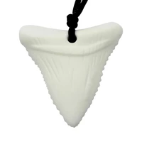 6pcs shark tooth silicone chew necklace for teething babies and kids sensory teether pendant to soothe gums