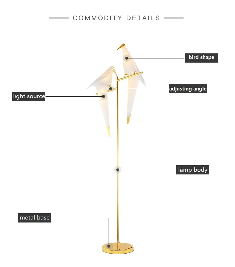 Бумажная Напольная Лампа в стиле арт деко с птицами светильник для спальни