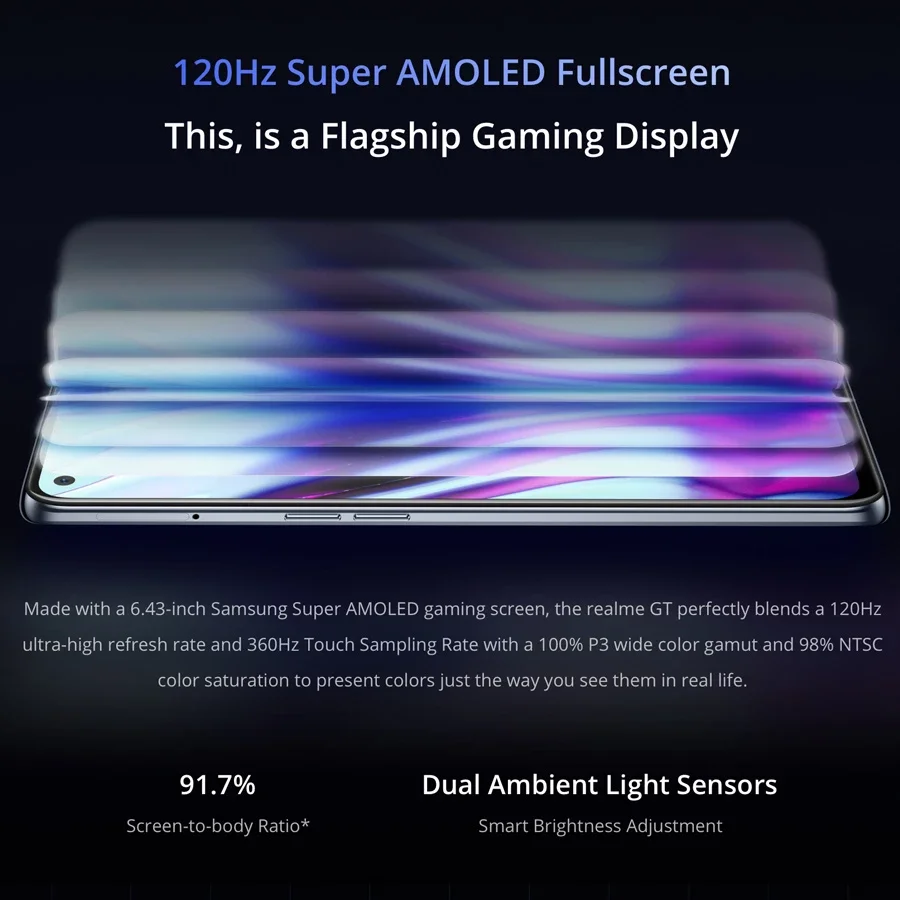 Najtaniej Globalna Wersja Realme GT 5G 8G 128G Snapdragon 888 5G Smartphone 6.43 ''120Hz AMOLED 65W Tarcza 64MP 4500mAh NFC