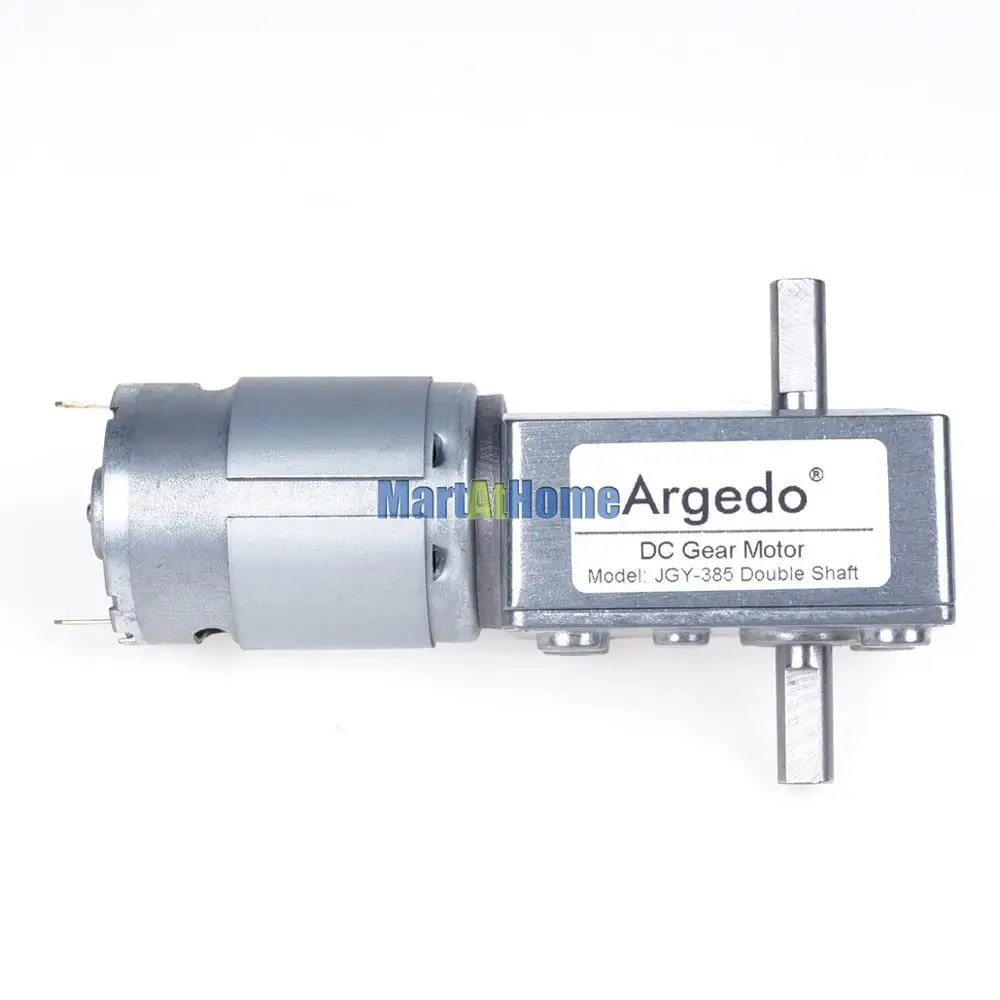 JGY385 Double Shaft Worm DC Gearmotor Speed Reduction Motor Self-locking 6V 12V 24V DC 8~214 RPM 1~30 KG.CM
