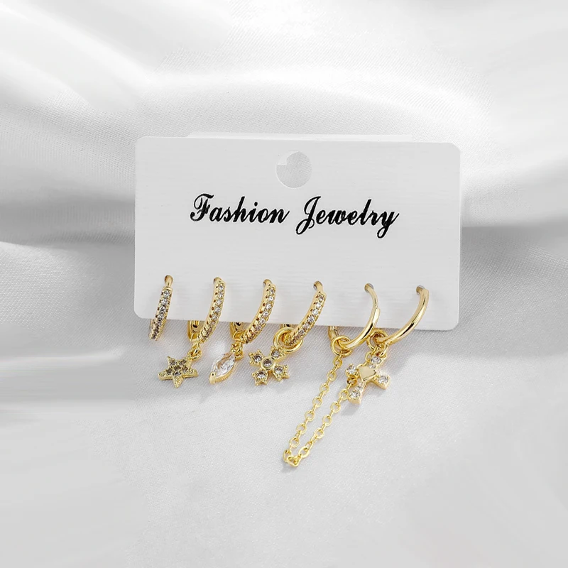 Женские серьги-кольца SIPENGJEL милые с кубическим цирконием набор из 6 предметов