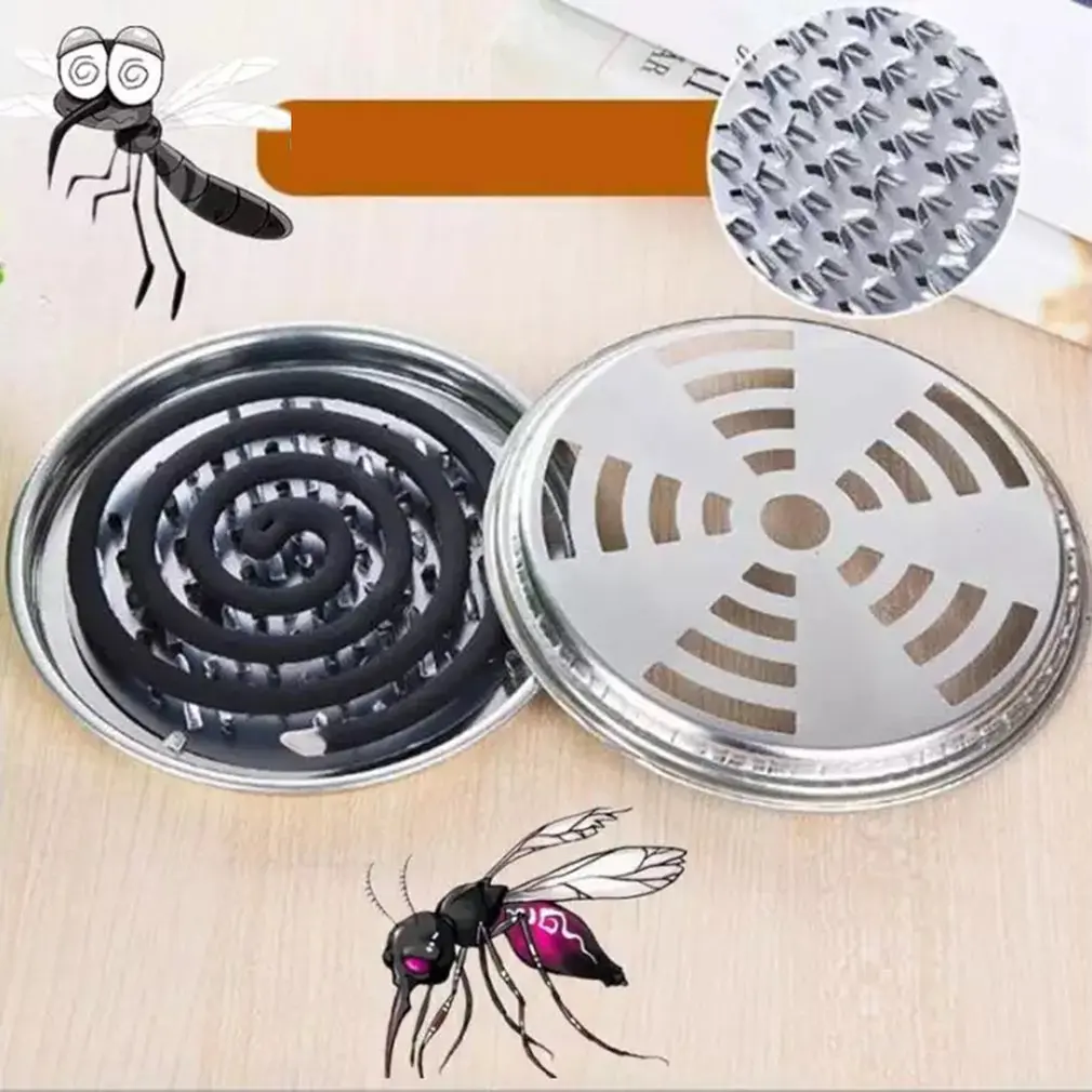

Fireproof Mosquito Coil Holder Tray Portable Spike With Lid Mosquito Coil Box Ash Tray With Cover Dense Serration