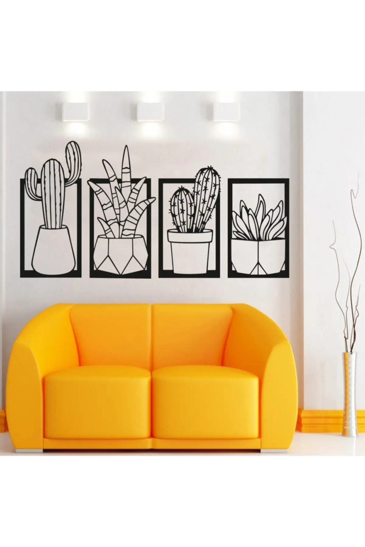 

Набор из 4 деревянных кактусов лазерной резки, Настенный декор, черная настенная декоративная продукция, новый модный домашний декор, новый ...