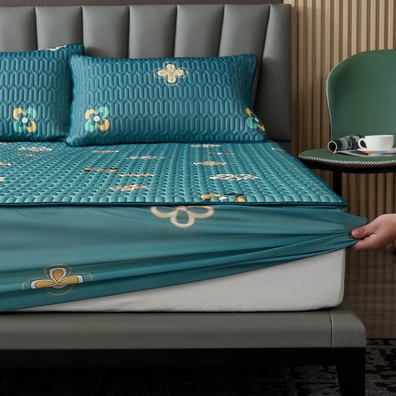 J Latex Fitted Sheet Printing Foldable Cooling Summer Sleeping Mat Queen Size Lovely Mattress Protector Cool Bed Cover | Дом и сад