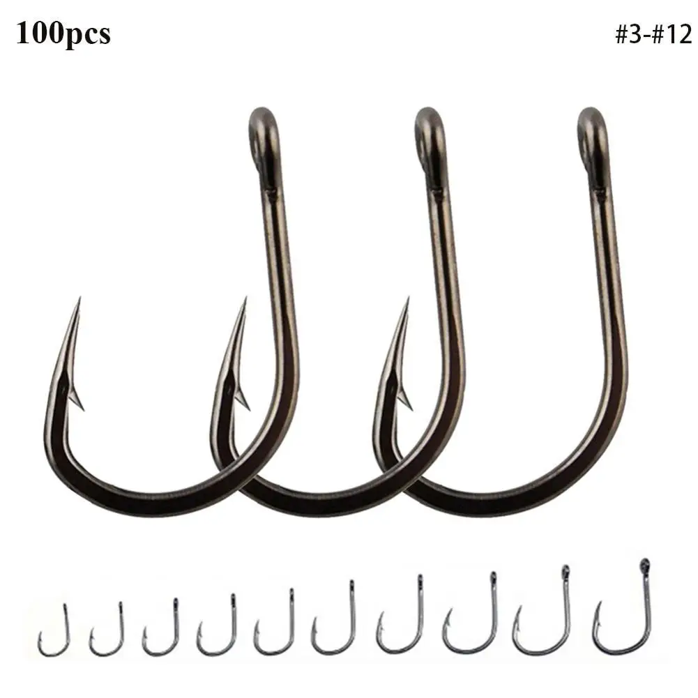 

100Pcs Circle Fishing Catfish Hooks Thick Sharp Portable Strong Carbon Steel Sharp Fish Tools for Sea