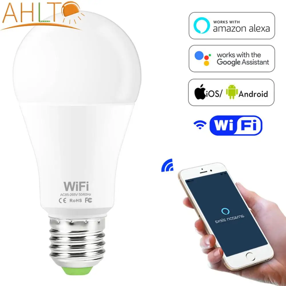 

1X 15W WiFi Smart Light Bulb B22 E27 Dimmable LED Lamp App Operate Alexa Google Assistant Control Wake Up Smart Lamp Night Light