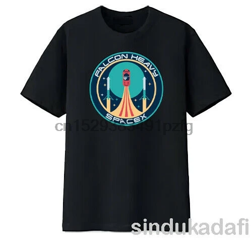 Футболка SpaceX Falcon мужская с коротким рукавом тяжелый логотип черная размеры от S