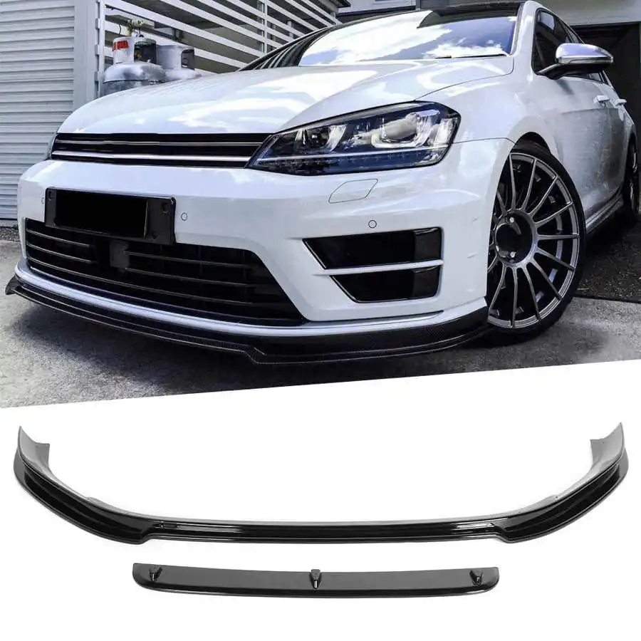 Глянцевый черный двубортный передний спойлер RevoZport подходит для Volkswagen Golf MK7 R/R-line