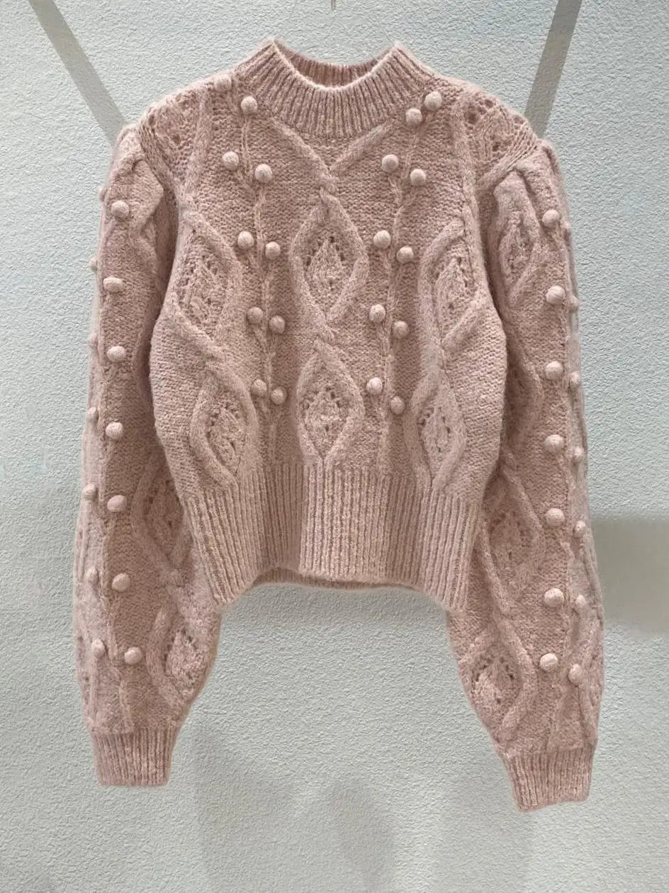 

Han Guodong door to fall the new women's fashion temperament joker show thin round neck long sleeve knitting wool