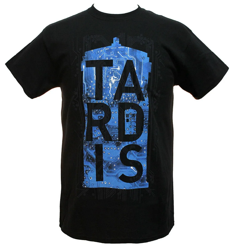 Doctor Who Мужская ТАРДИС печатная плата Лицензионная Футболка Летний стиль