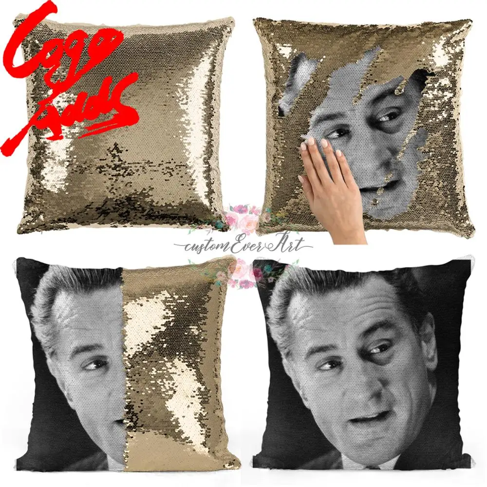 Подушка с блестками Роберт Де Ниро | Наволочка Двухцветная подушка Подарок для