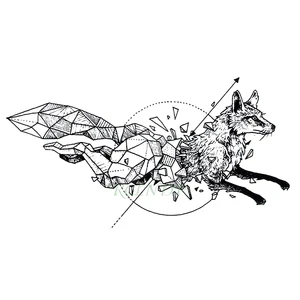 Водостойкая временная татуировка, лиса, волк, волки, Кит, Сова, геометрические татуировки животных, флэш-тату, поддельные татуировки для девочек, женщин, мужчин, детей 7