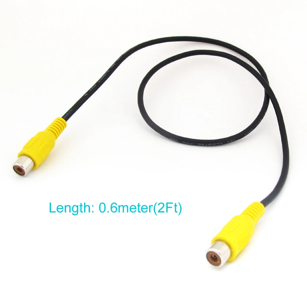 

10pcs 60cm/2ft Yellow Phono RCA Female to Female Extension Adapter Cable Black Item No.: 4-0287