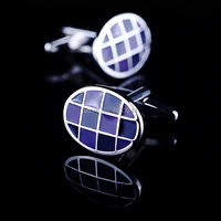 silver plated oval shape cufflink for men accessory for shirts blue button rhodium cufflink free shipping onlyart jewelry
