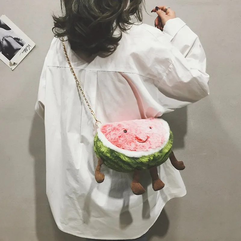 

Plush bag 2021 new fashion cartoon cute fruit plush bag women's shoulder messenger bag