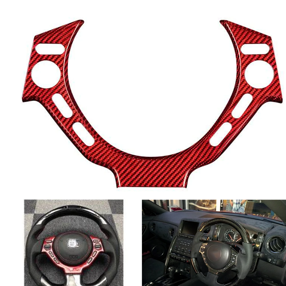 

For NISSAN GTR R35 2009-2016 Car Gear Steering Wheel Panel Cover Trim Carbon Fiber Black/Red Sticker Frame Moulding Strip Frame