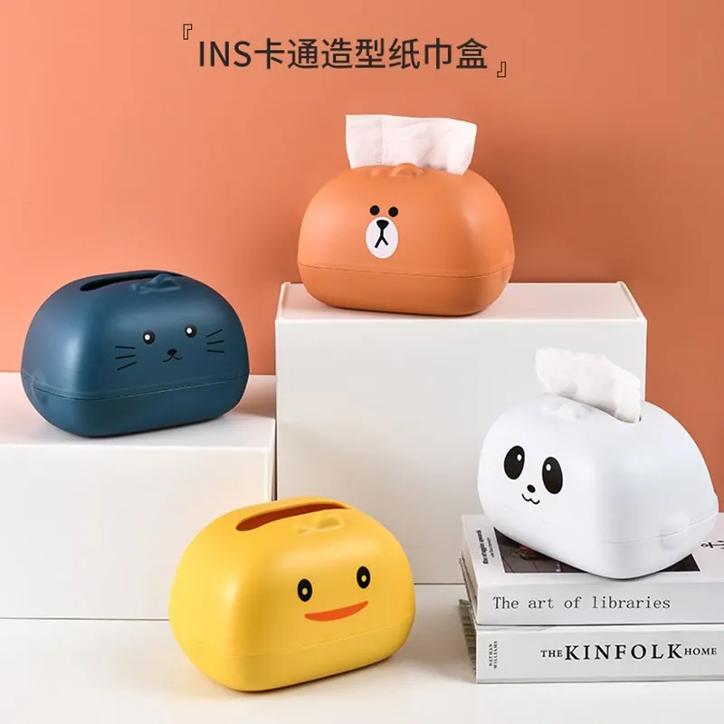 

Creative Cartoon Living Room Bedroom Tissue Box Non-slip Plastic Dining Table Kawaii Tissue Box Home and Living Room Supplies