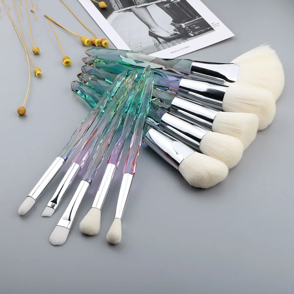 10 шт. Кристальные кисти для макияжа Набор пудры основа Веерная кисть Тени век