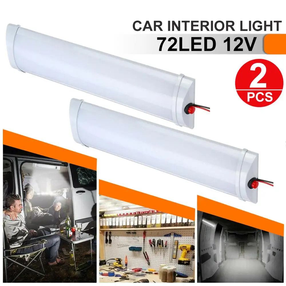 

2Pcs 72 LED Interior Lights Roof Ceiling Light Led Light Bar Daytime Light Auto Accessories for RV Camper Trailer Motorhome Van