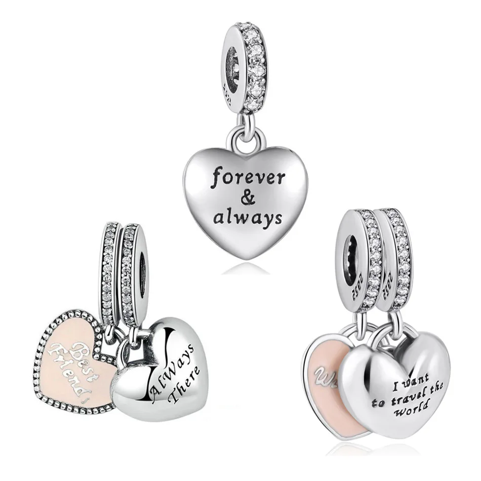S925 Серебряный кулон моя прекрасная жена путешествия вместе лучшие друзья всегда там болтаются Шарм подходит леди браслет