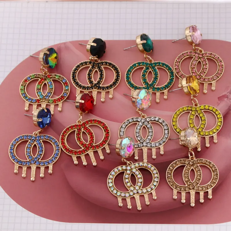 

New Design Crystal Earrings Zinc Alloy Earrings For Women Letter Drop Earrings Fashion Hot Sale Jewelry Gifts 2020 Oorbellen