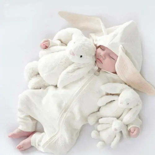 

New Autumn Infant Baby Boy Girl Clothes Rabbit Ears Jumpsuit Overall Outfit 0-24M