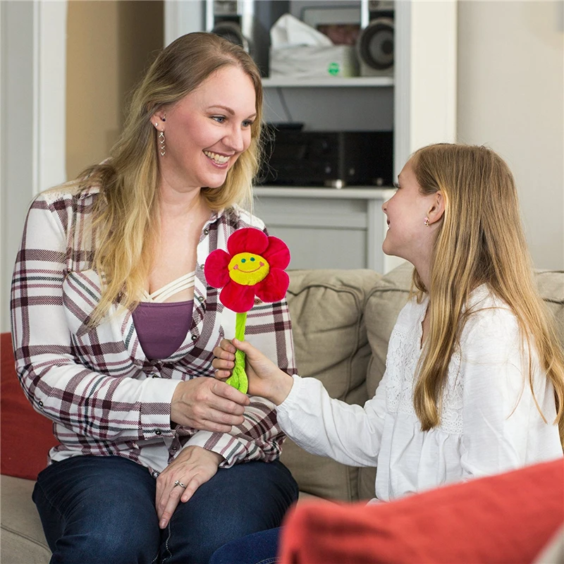 16 шт. плюшевые цветы смайлик 13 дюймов длинные гибкие стебли 8 Разных Цветов