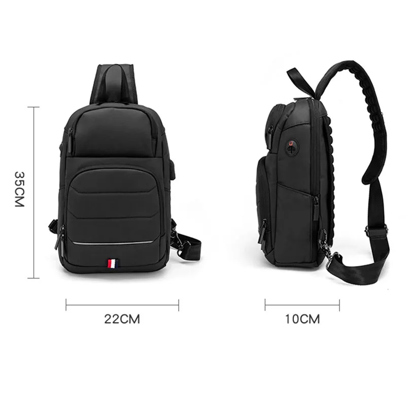 

USB Charging Crossbody Bag for Men Waterproof Shoulder Messenger Bags New Multifunction Unisex Fashion Short Trip Chest Bag
