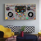 Абстрактная красочная Картина на холсте с изображением музыкальных инструментов, плакаты и принты, настенные картины для декора гостиной