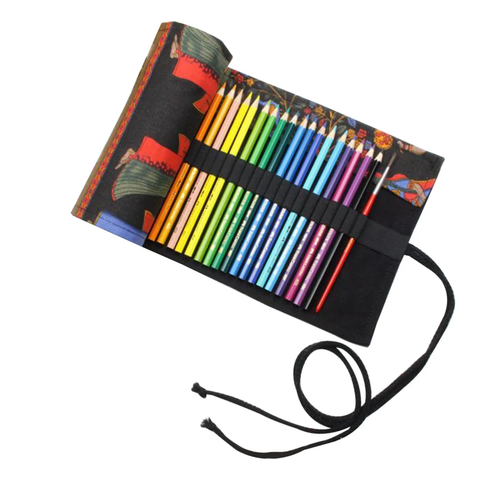 

1pc 36 Slots Printing Paint Brush Holder Durable Canvas Holder Rollup for Artist Watercolor Oil Paint Brush Tools Pens Pencils(T