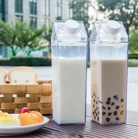 500ml1000ml transparent square plastic beverage bottled water bottle portable outdoor sports cold milk juice cup gourd bottle