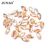 junao 715mm champange color pointback rhinestone glass glue on crystal horse eye stone loose strass beads for diy jewelry craft