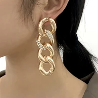 retro metal cuban curb chain earrings korea style gold silver color womens drop earrings female jewelry