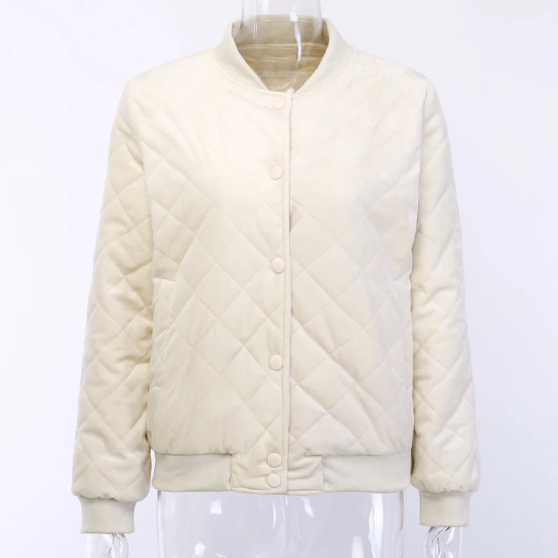 WannaThis Plus Size Women Short Parkas Autumn Winter 2019 Casual Fashion Loose Argyle Button Mock Neck Pocket Warm Padded Coats | Женская