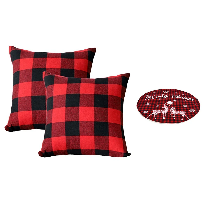 2 предмета Рождество Красного и черного цветов плед Подушка Чехол &amp 1 шт. коврик