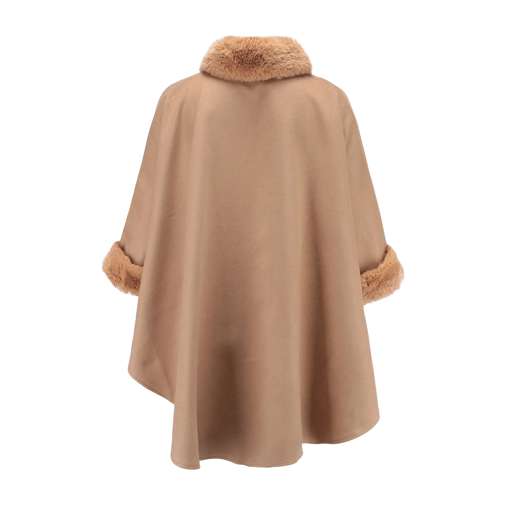 

Ponchos and Capes Women 2019 Christmas Fashion Flare Sleeve Faux Fox Fur Collar Winter Wool Cloak Cape Coat Poncho Long Overcoat